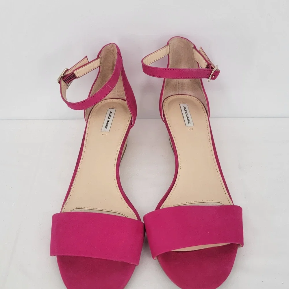 Alex Marie Womens Magenta Pink Ankle Strap Wedge Sandals Size 10M